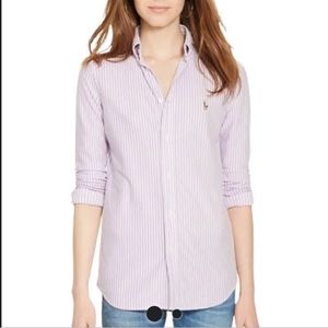 COPY - Polo Ralph Lauren Custom Fit Lilac and White Striped Oxford Shirt Size S